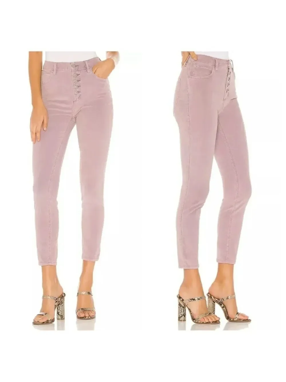 Free People Women's Sun Chaser Corduroy Skinny Ankle Jeans In Frosted Lilac